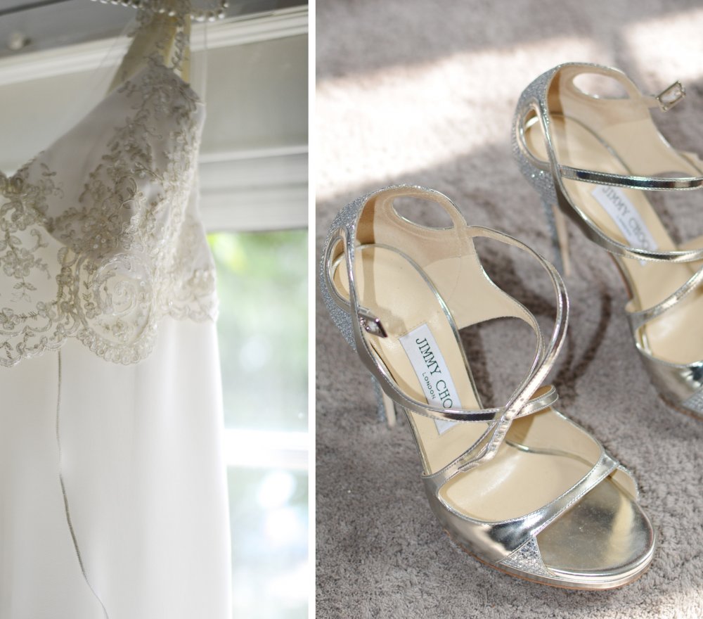 Robe et chaussures de la mariée
